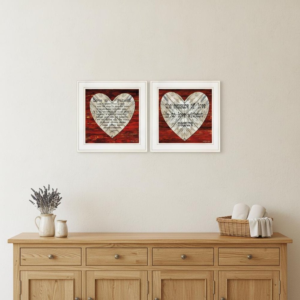 Set Of Two Love is Patient or Measure 1 White Framed Print Wall Art — view 5