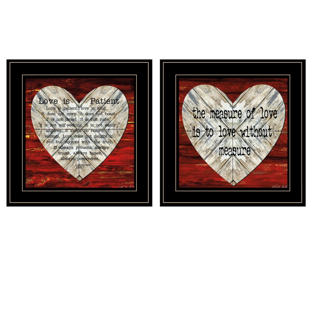 Set Of Two Love is Patient or Measure 2 Black Framed Print Wall Art — view 1