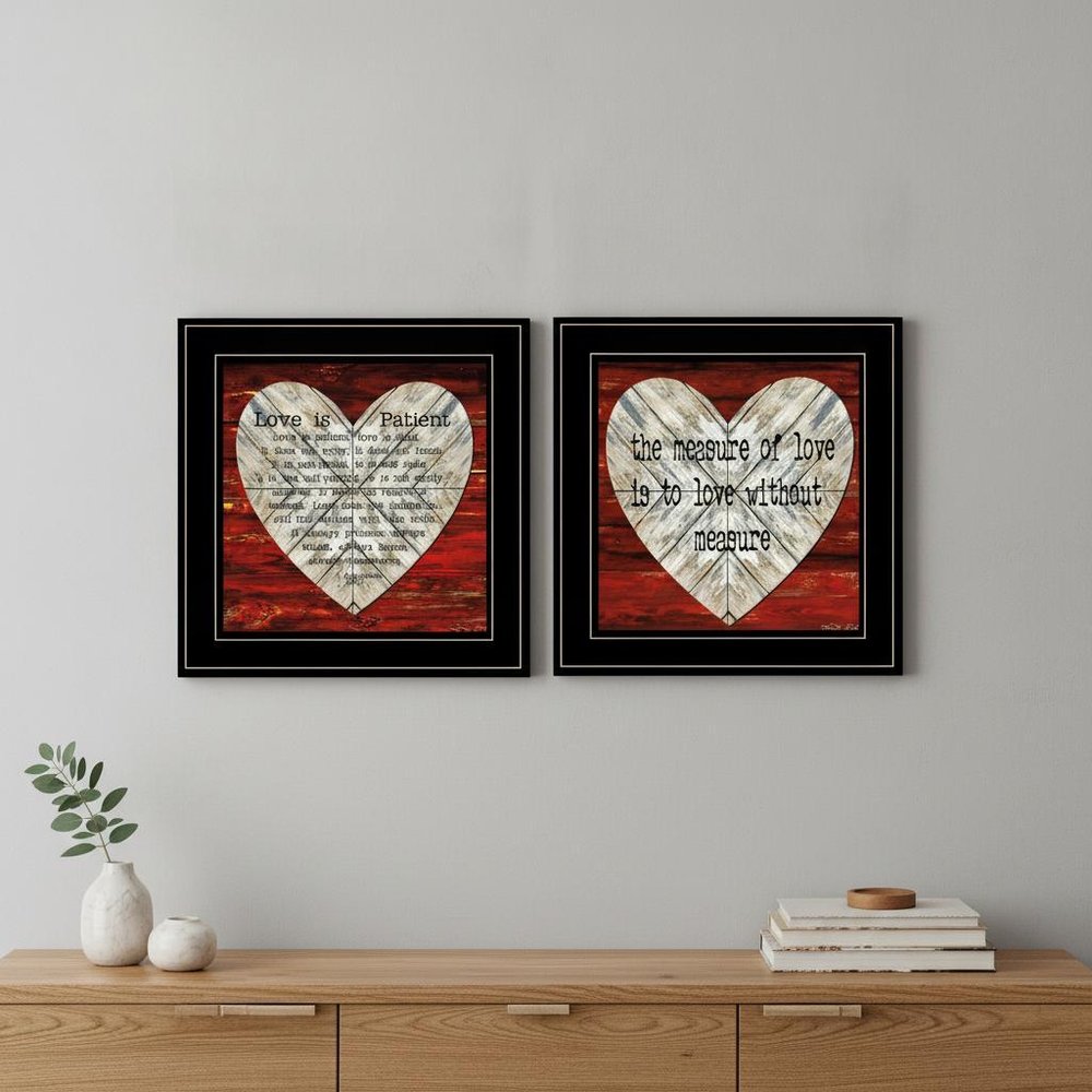 Set Of Two Love is Patient or Measure 2 Black Framed Print Wall Art — view 4