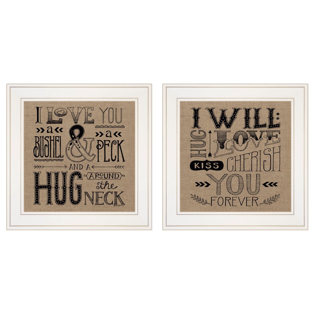 Set Of Two Hugs or Forever 1 White Framed Print Wall Art — view 1