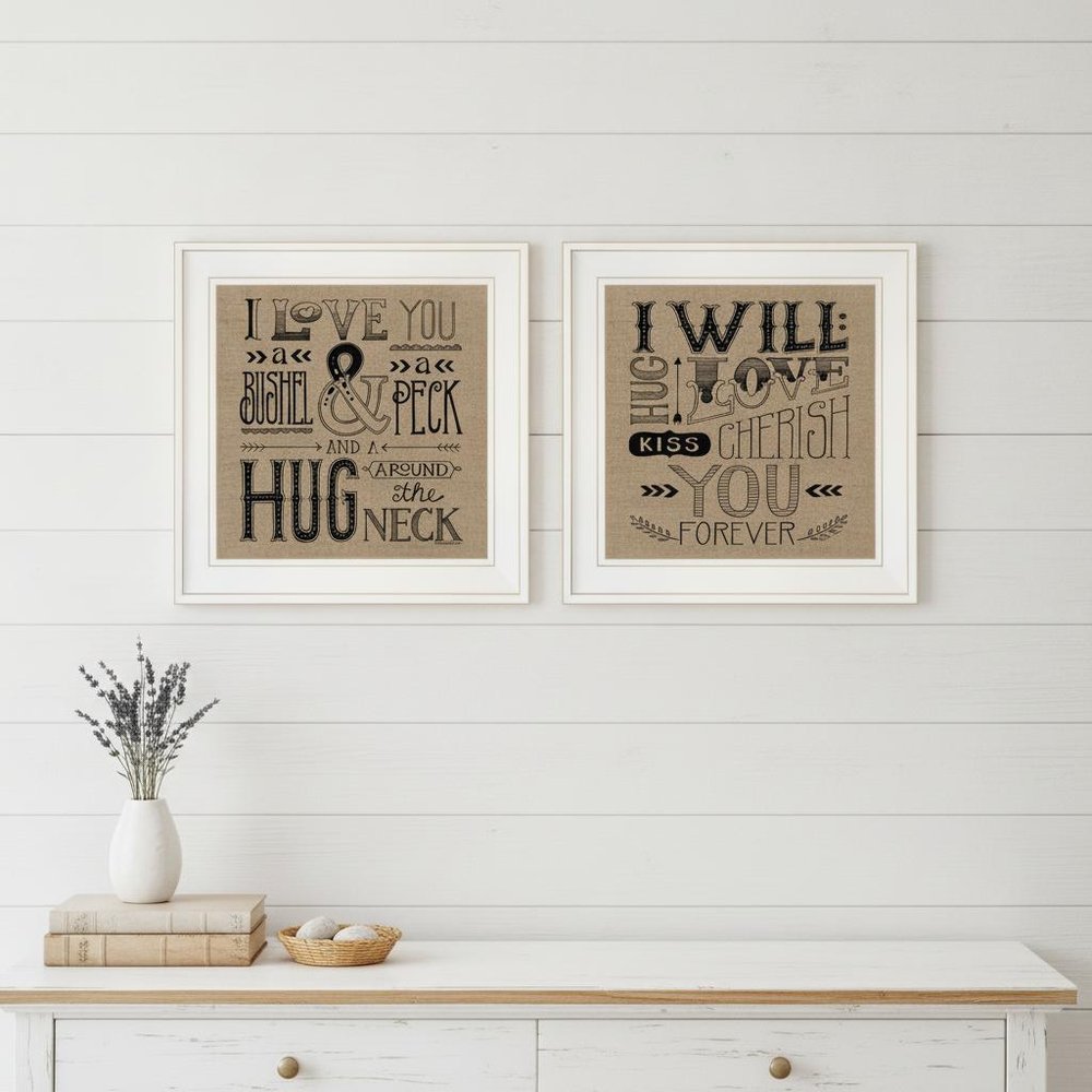 Set Of Two Hugs or Forever 1 White Framed Print Wall Art — view 12