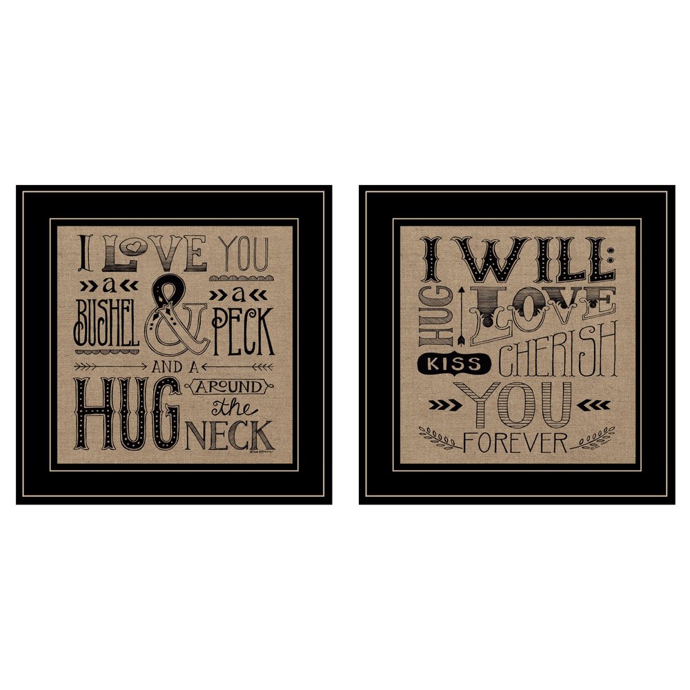 Set Of Two Hugs or Forever 2 Black Framed Print Wall Art — view 1