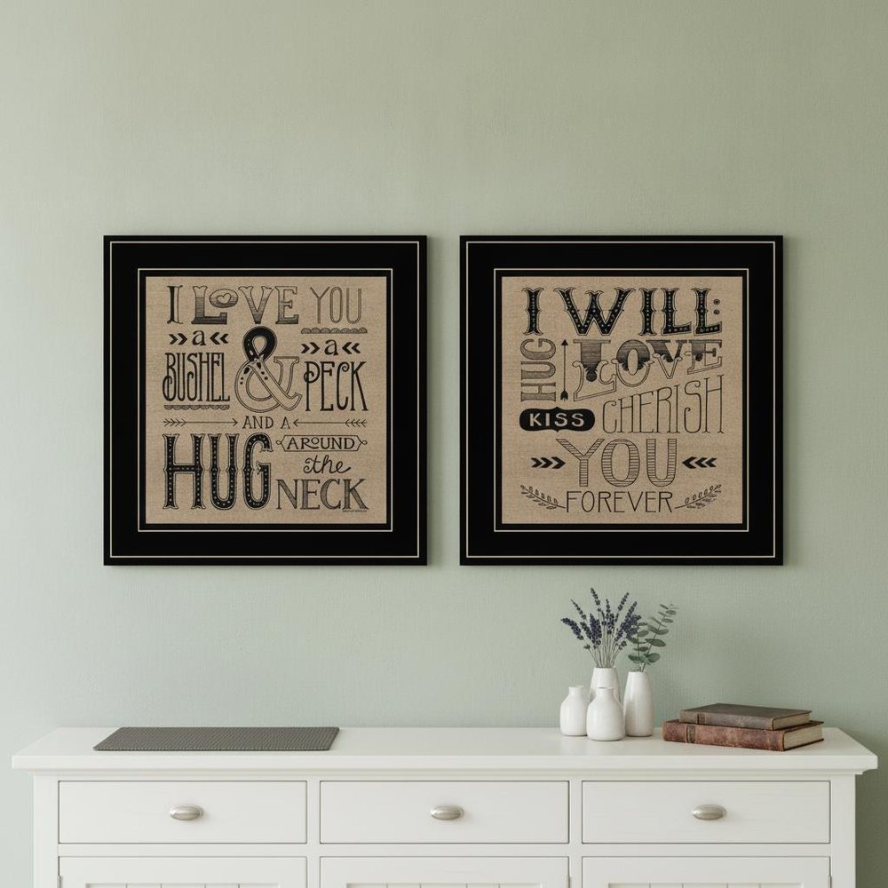 Set Of Two Hugs or Forever 2 Black Framed Print Wall Art — view 10