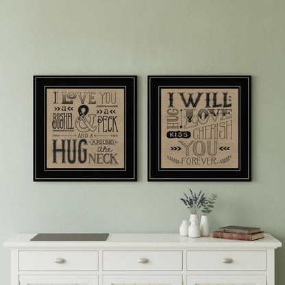 Set Of Two Hugs or Forever 2 Black Framed Print Wall Art
