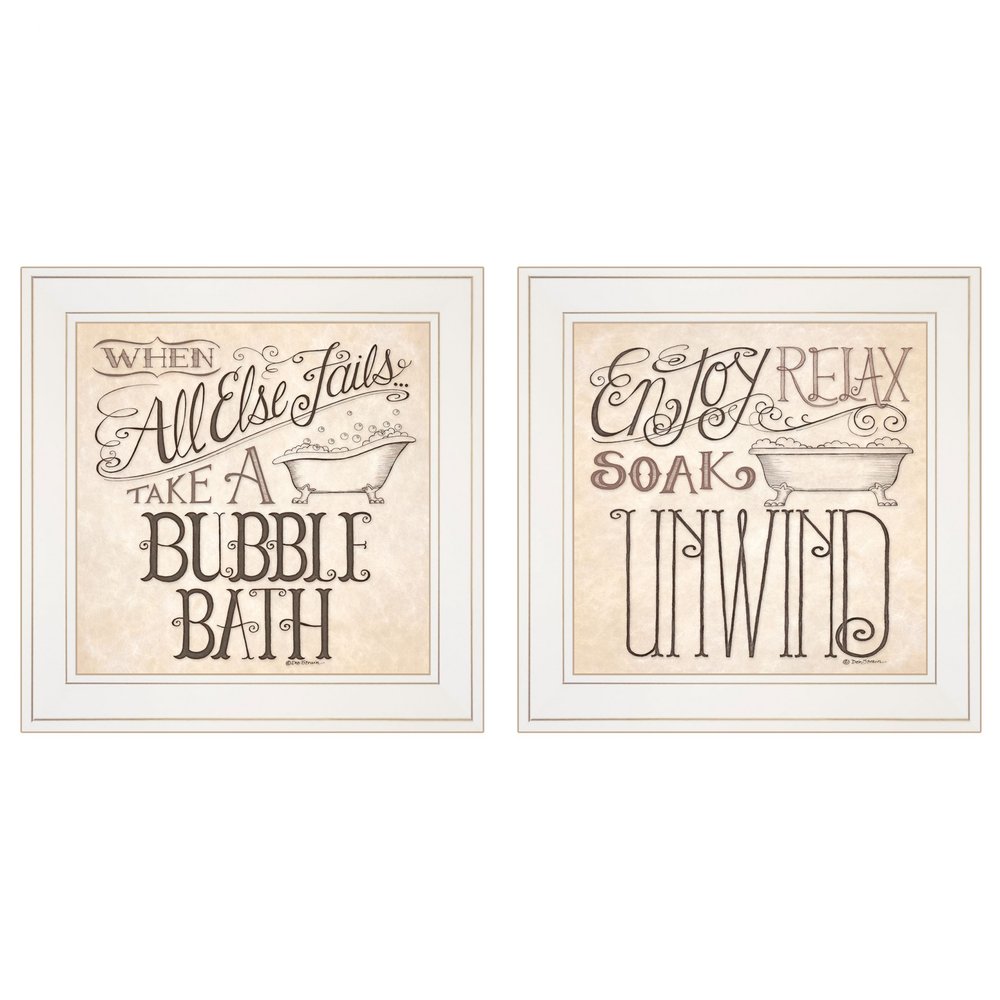 Set Of Two Soak and Unwind 2 White Framed Print Bathroom Wall Art — view 1