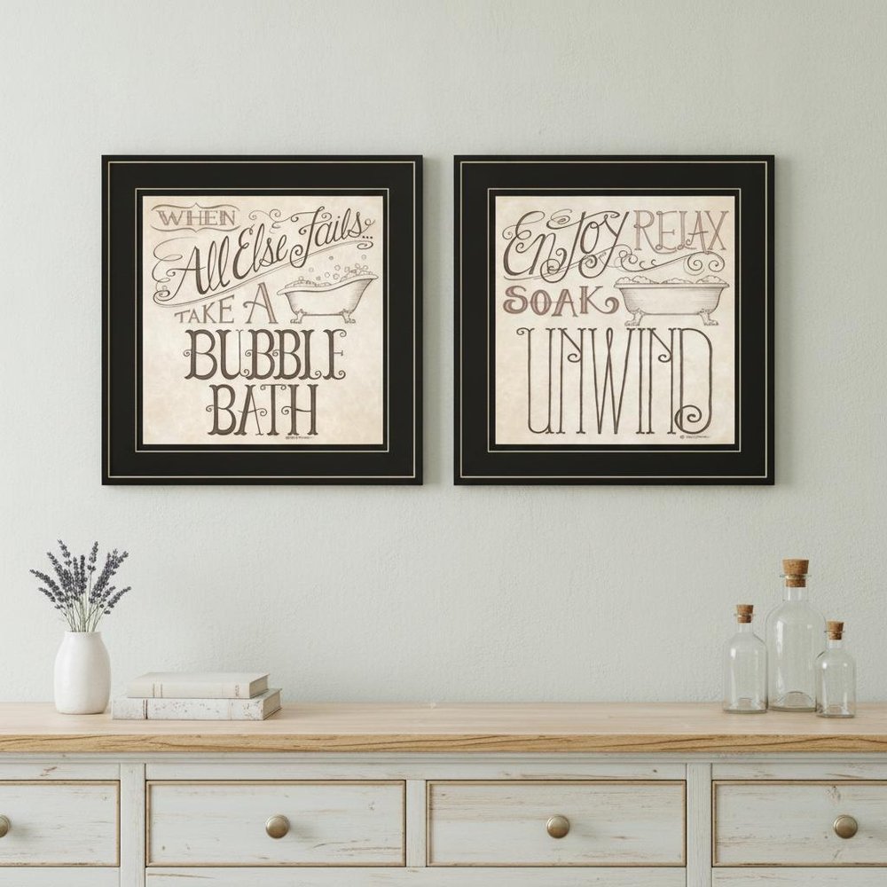 Set Of Two Soak and Unwind 3 Black Framed Print Bathroom Wall Art — view 4