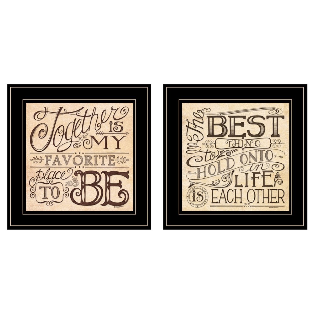 Set Of Two Together or Each Other 2 Black Framed Print Wall Art — view 1