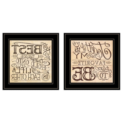 Set Of Two Together or Each Other 2 Black Framed Print Wall Art