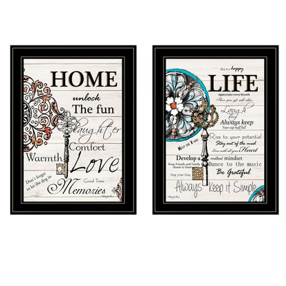 Set Of Two Life or Home 2 Black Framed Print Wall Art HomeRoots