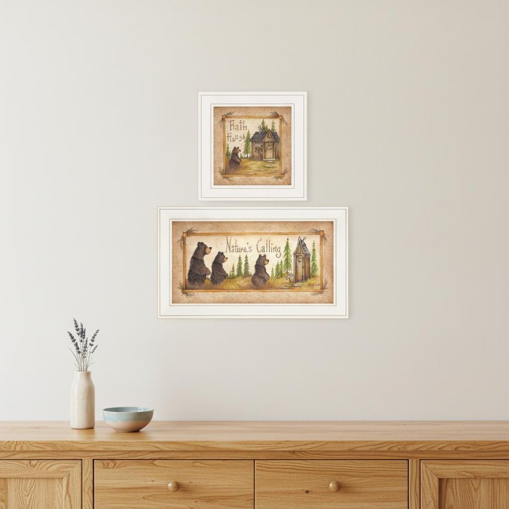 Set Of Two Natures or Bath 1 White Framed Print Bathroom Wall Art — view 4