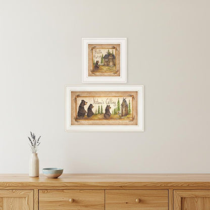 Set Of Two Natures or Bath 1 White Framed Print Bathroom Wall Art