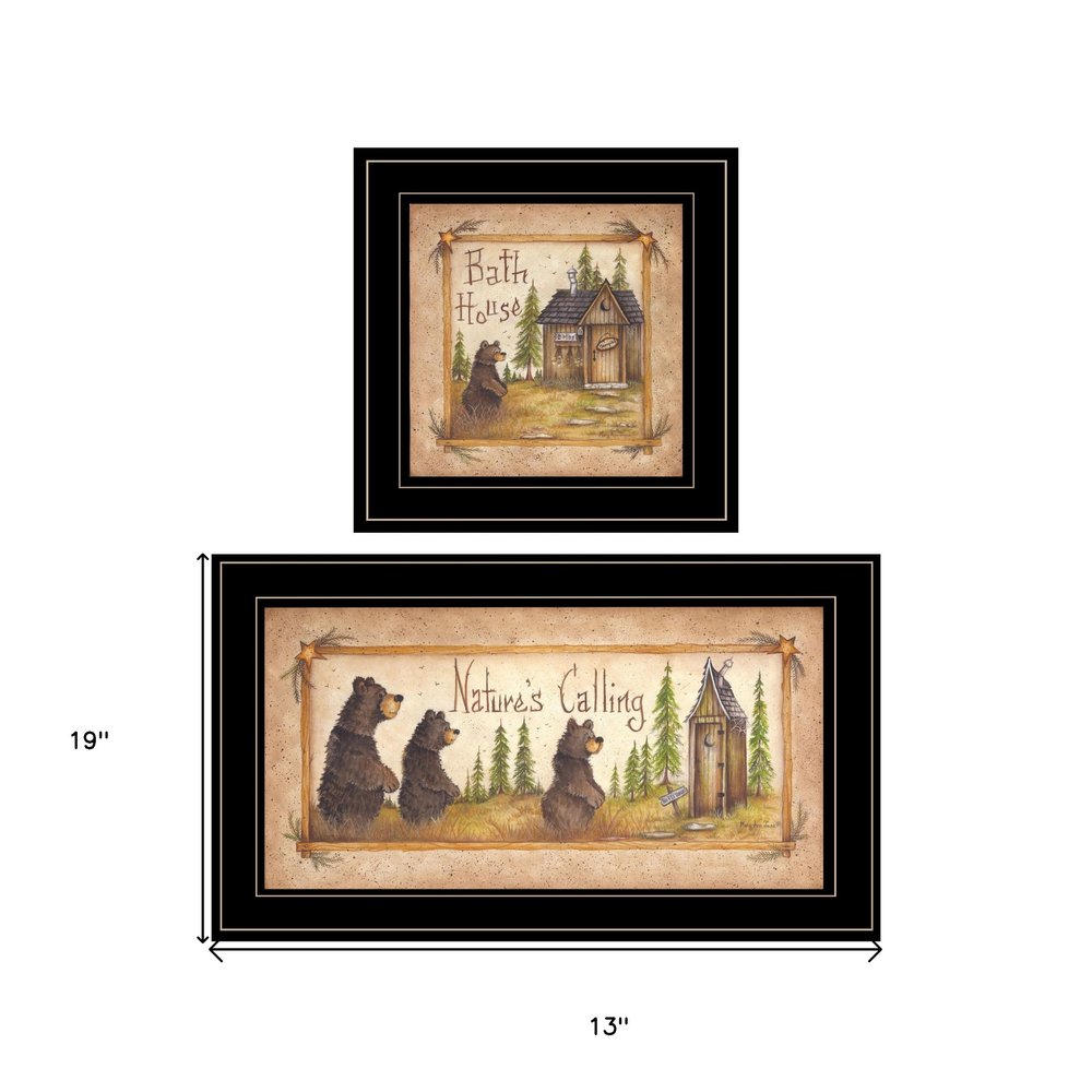 Set Of Two Natures or Bath 2 Black Framed Print Bathroom Wall Art — view 3