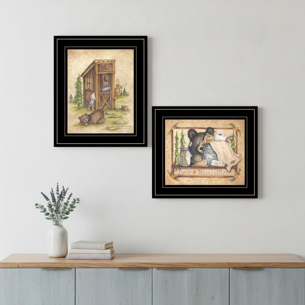 Set Of Two Bear or Still Waiting 2 Black Framed Print Wall Art — view 4