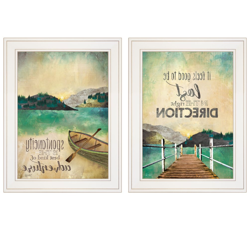 Set Of Two Right Direction or Adventure 1 White Framed Print Wall Art — view 4