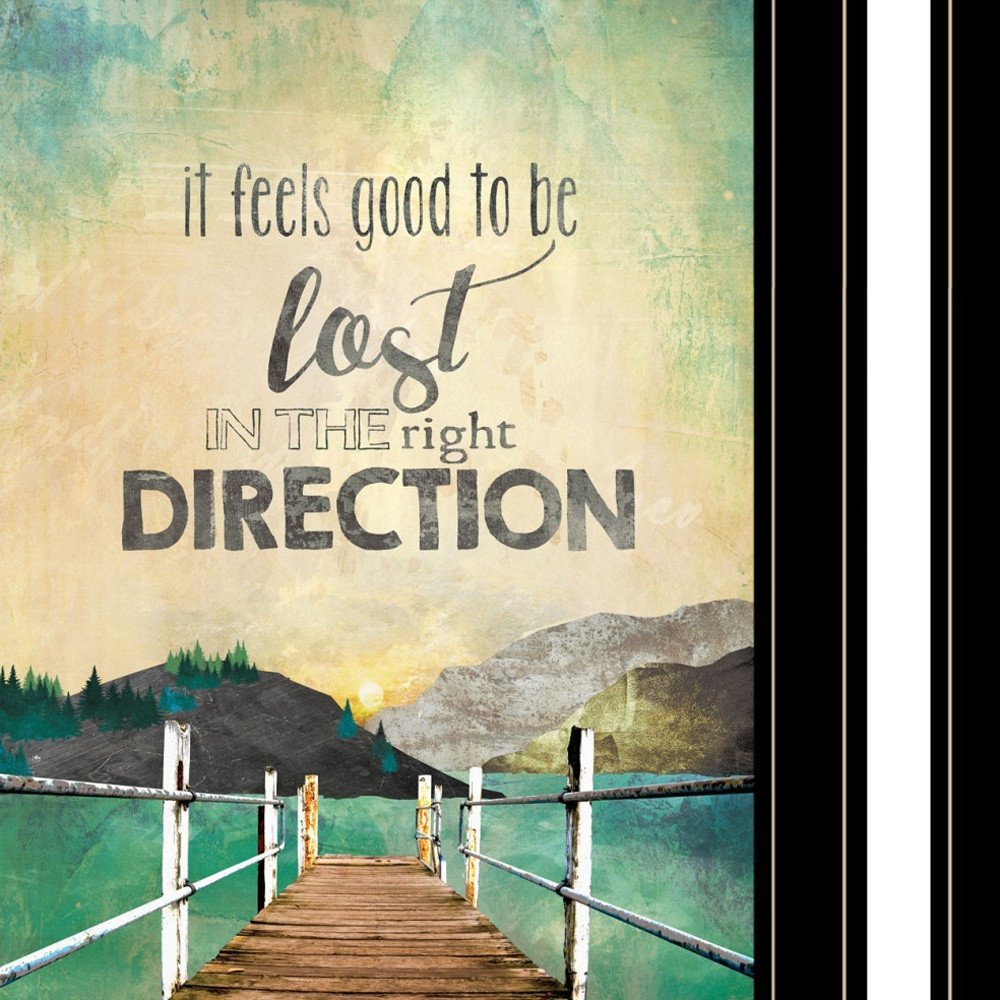 Set Of Two Right Direction or Adventure 2 Black Framed Print Wall Art — view 3