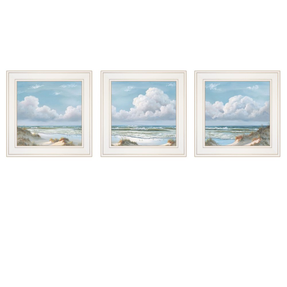 Set Of Three Beautiful Day III III White Framed Print Wall Art — view 1