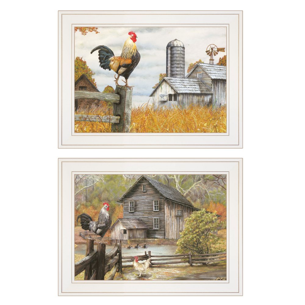 Set Of Two Down on the Farm 1 White Framed Print Wall Art — view 1
