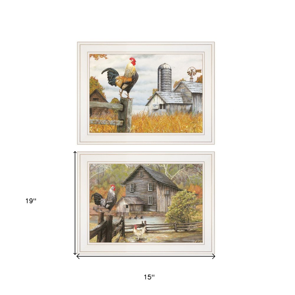 Set Of Two Down on the Farm 1 White Framed Print Wall Art — view 3