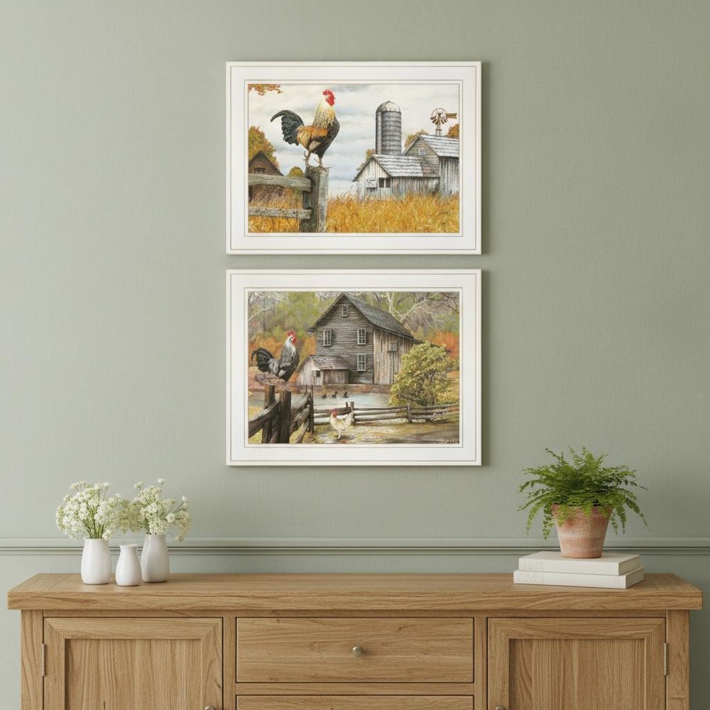 Set Of Two Down on the Farm 1 White Framed Print Wall Art — view 4