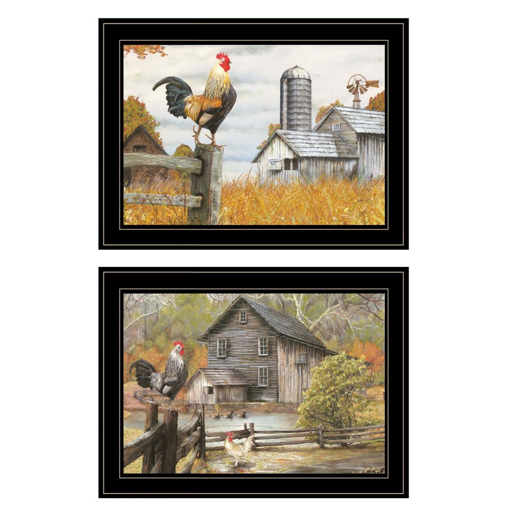 Set Of Two Down on the Farm 2 Black Framed Print Wall Art — view 1
