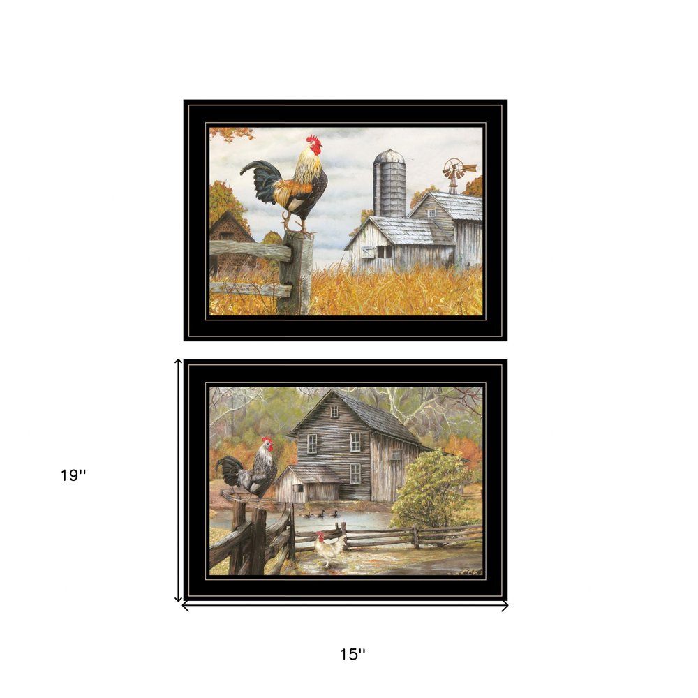 Set Of Two Down on the Farm 2 Black Framed Print Wall Art — view 3