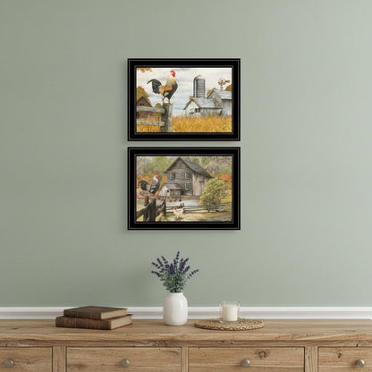 Set Of Two Down on the Farm 2 Black Framed Print Wall Art