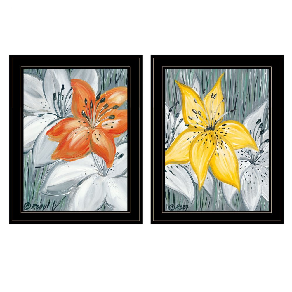 Set Of Two Tiger Lilies 2 Black Framed Print Wall Art — view 1