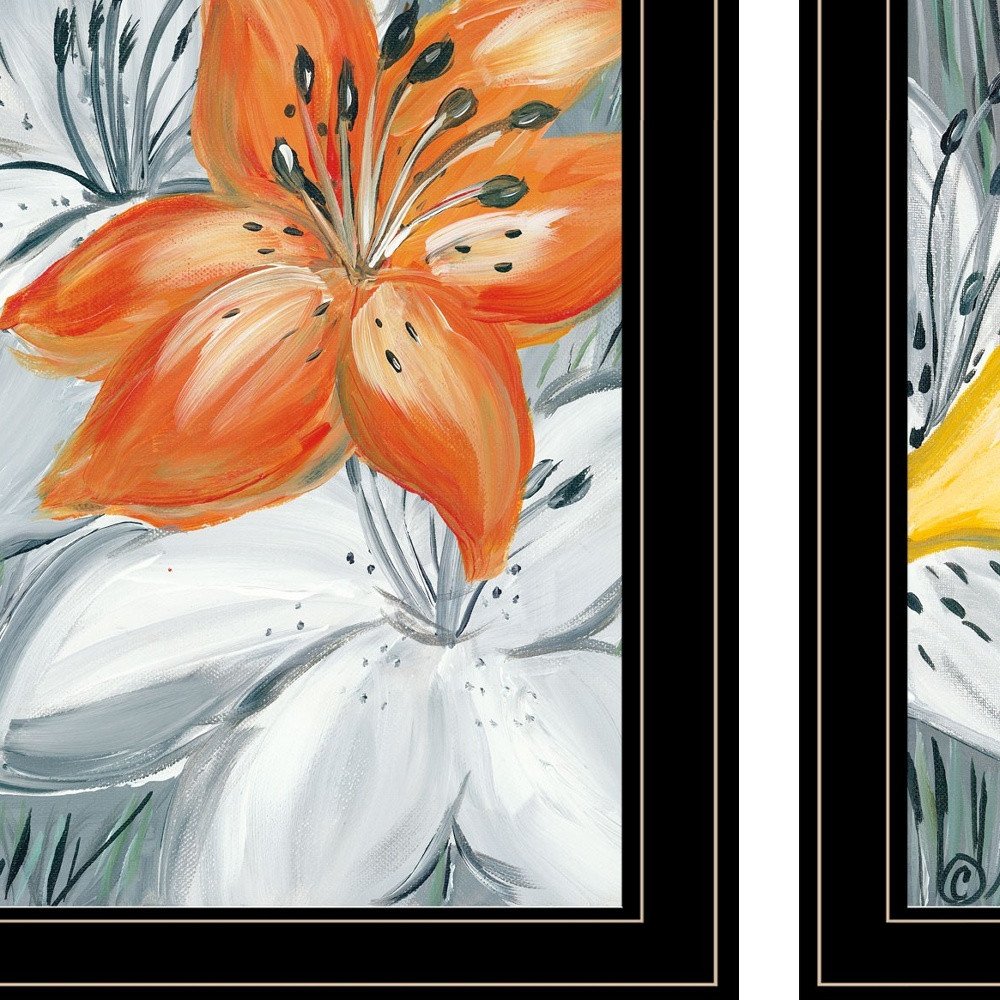 Set Of Two Tiger Lilies 2 Black Framed Print Wall Art — view 3