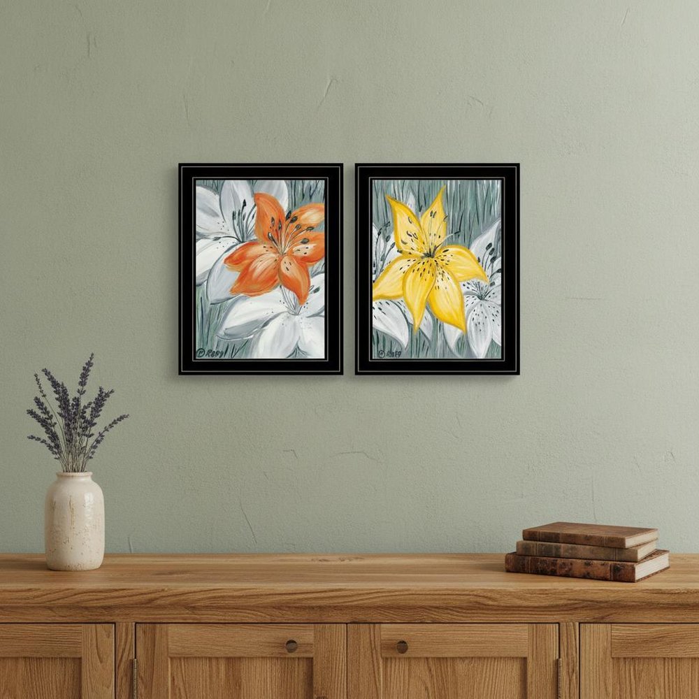 Set Of Two Tiger Lilies 2 Black Framed Print Wall Art — view 5
