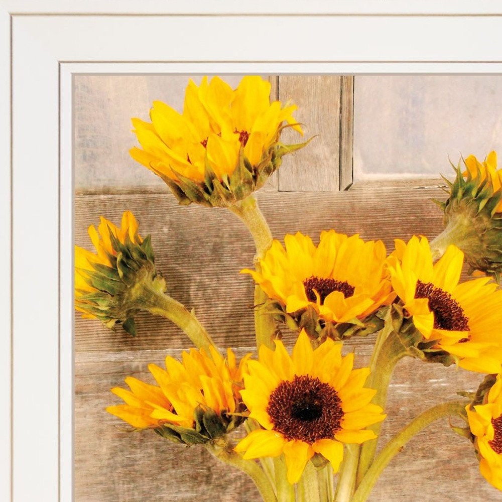 Set Of Two Vintage Country and Sunflowers 1 White Framed Print Wall Art — view 3
