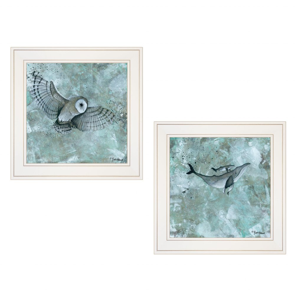 Set Of Two Wildlife 1 White Framed Print Wall Art — view 1
