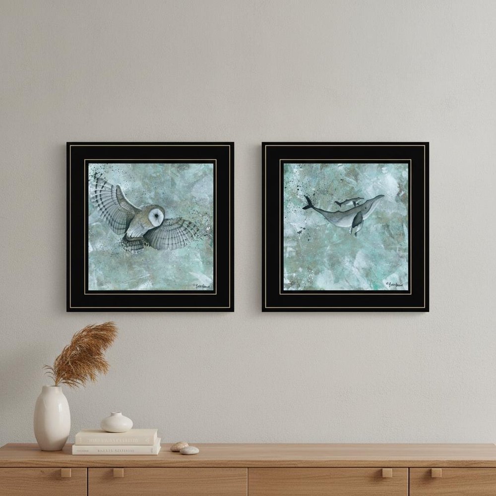 Set Of Two Wildlife 2 Black Framed Print Wall Art — view 4