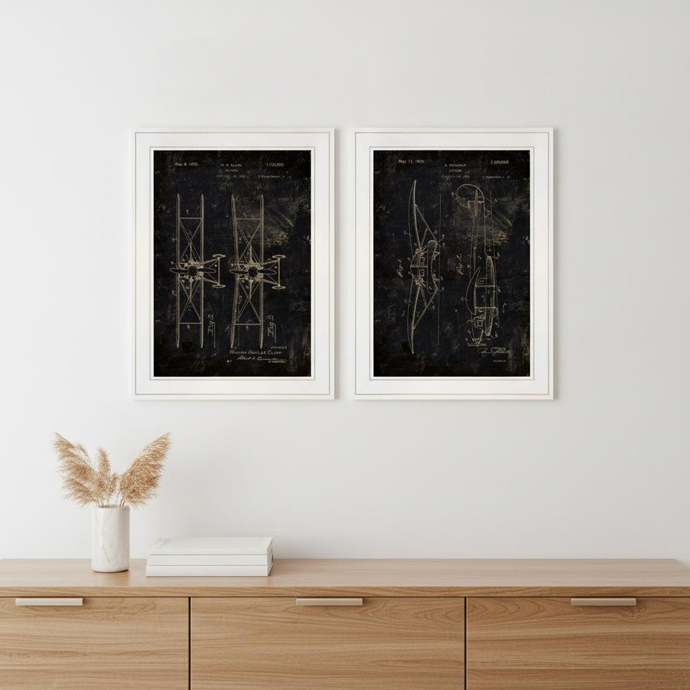 Set Of Two Airplane Patent I and II 1 White Framed Print Wall Art — view 5