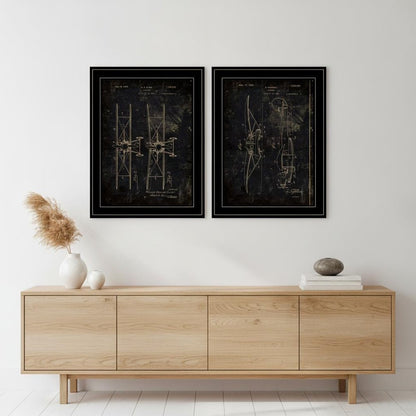 Set Of Two Airplane Patent I and II 2 Black Framed Print Wall Art