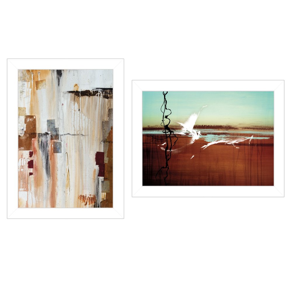 Set Of Two Abstract Flight 1 White Framed Print Wall Art — view 1
