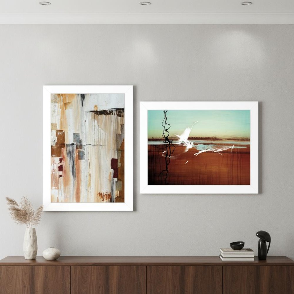 Set Of Two Abstract Flight 1 White Framed Print Wall Art — view 4