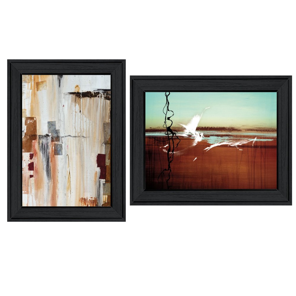 Set Of Two Abstract Flight 2 Black Framed Print Wall Art — view 1