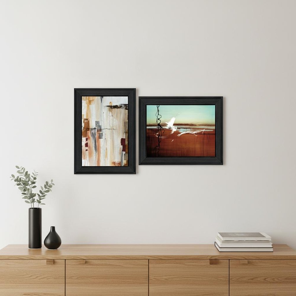 Set Of Two Abstract Flight 2 Black Framed Print Wall Art — view 4