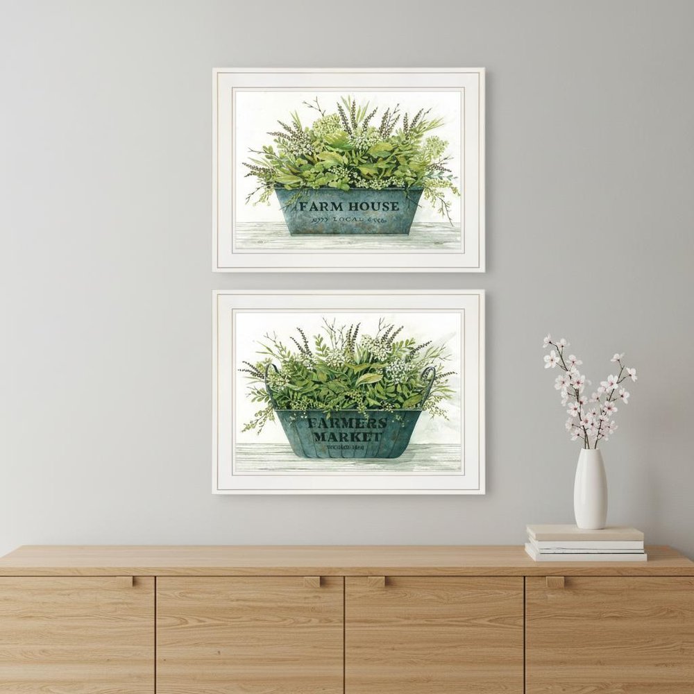 Set Of Two Farm Market Bouquet White Framed Print Wall Art — view 5