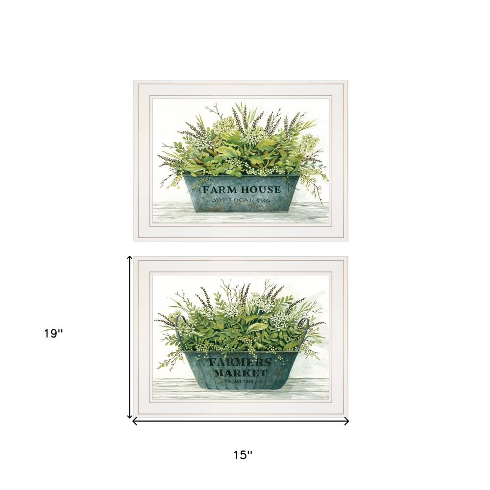 Set Of Two Farm Market Bouquet White Framed Print Wall Art — view 4