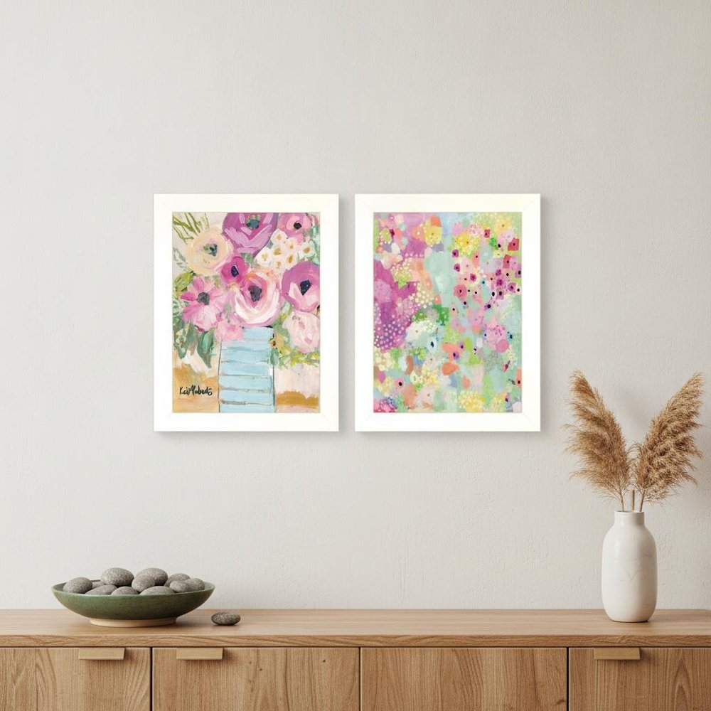 Set Of Two Floral Designs White Framed Print Wall Art — view 6