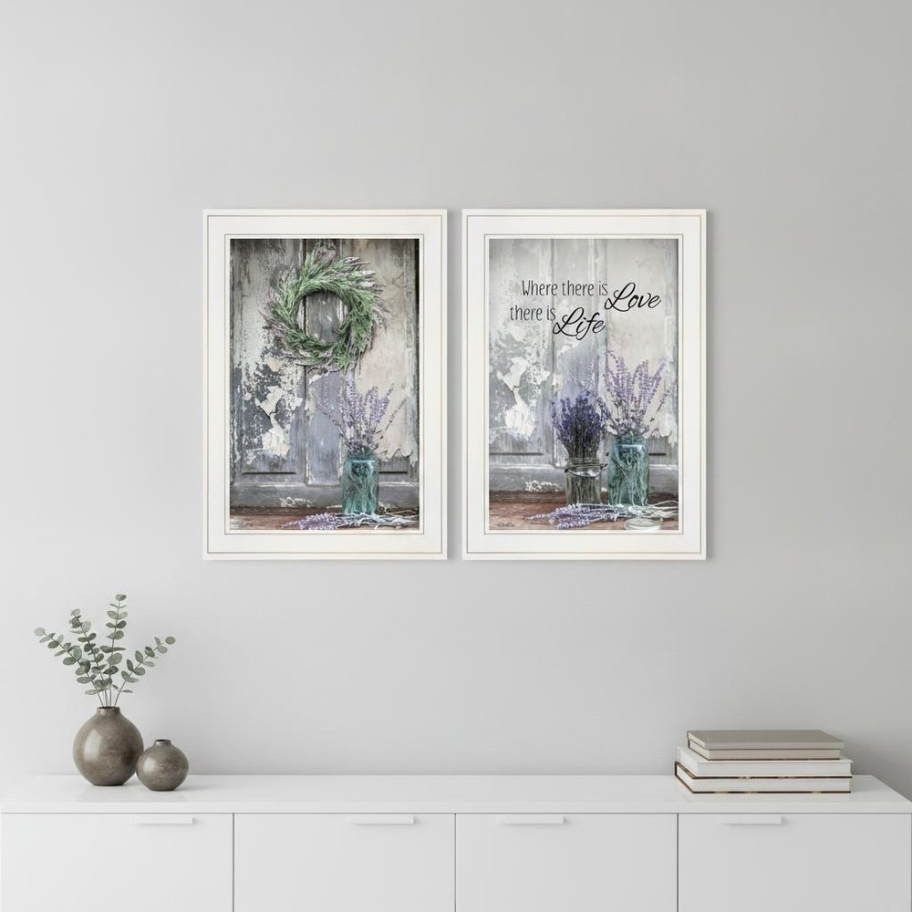 Set Of Two Where There is Love 1 White Framed Print Wall Art — view 6
