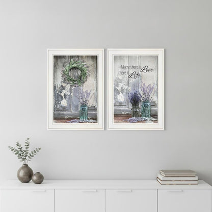 Set Of Two Where There is Love 1 White Framed Print Wall Art