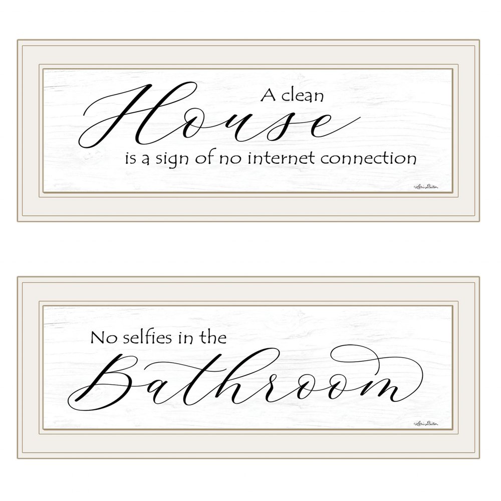 Set Of Two Household Humor 1 White Framed Print Bathroom Wall Art — view 1