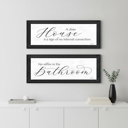 Set Of Two Household Humor 2 Black Framed Print Bathroom Wall Art
