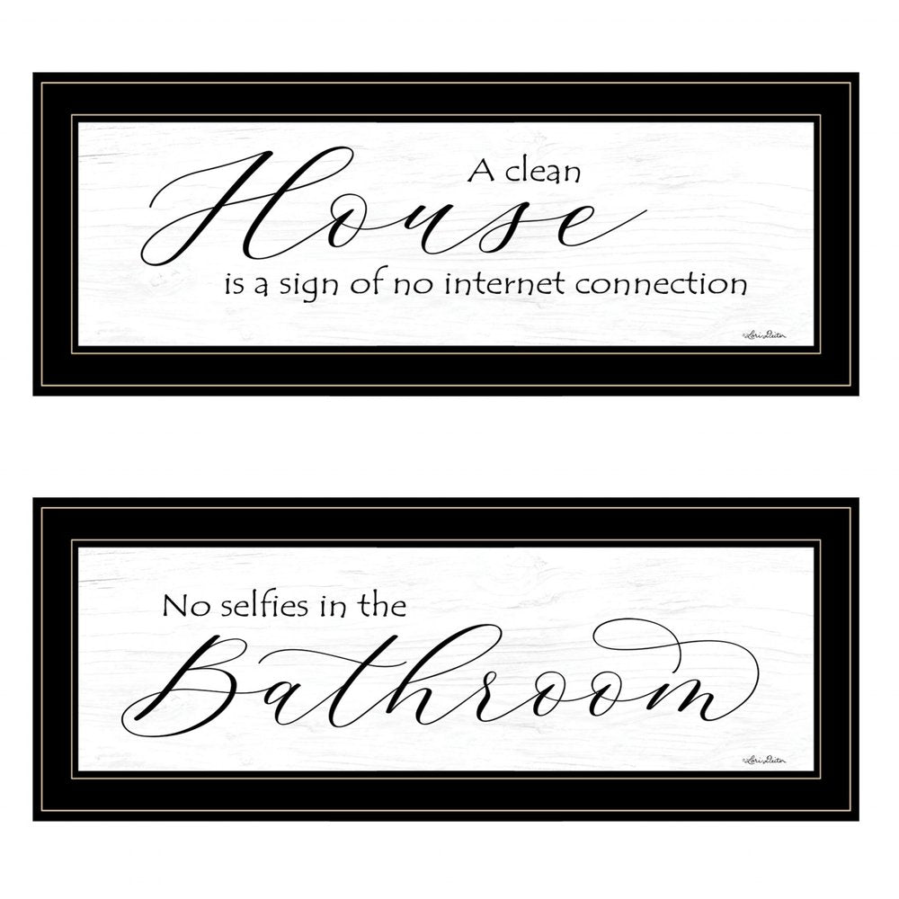 Set Of Two Household Humor 3 Black Framed Print Bathroom Wall Art HomeRoots