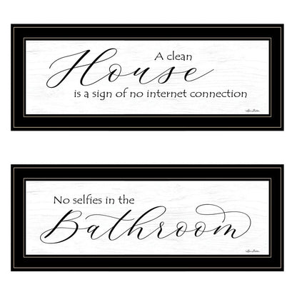 Set Of Two Household Humor 3 Black Framed Print Bathroom Wall Art HomeRoots