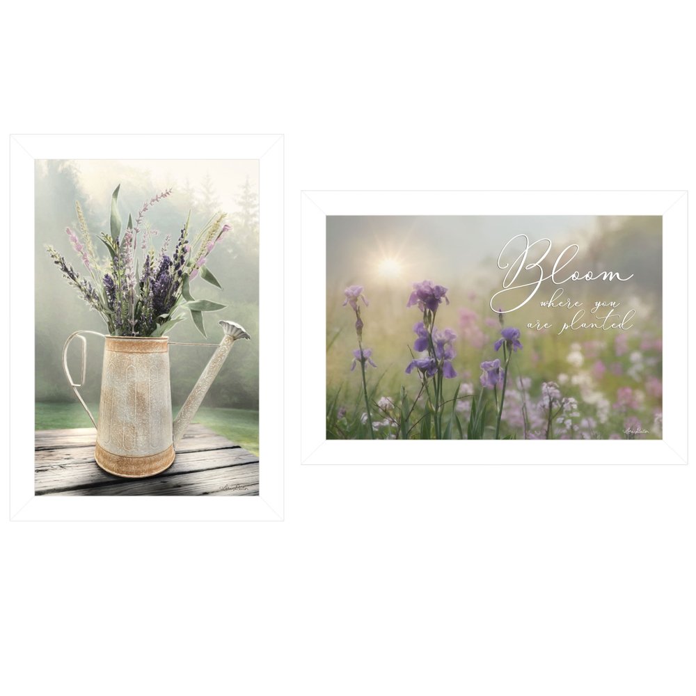 Set Of Two Bloom Where You are Planted 3 White Framed Print Wall Art — view 1