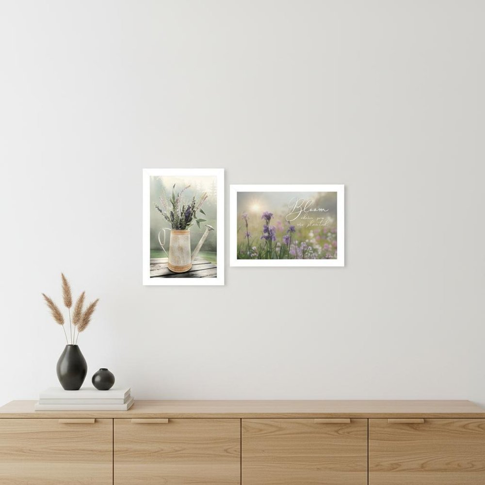 Set Of Two Bloom Where You are Planted 3 White Framed Print Wall Art — view 4