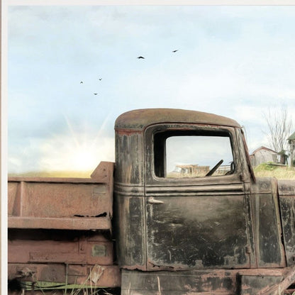 Set Of Two Vintage Farm Trucks 1 White Framed Print Wall Art HomeRoots